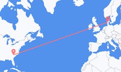 Vluchten van Columbia, Verenigde Staten naar Billund, Denemarken