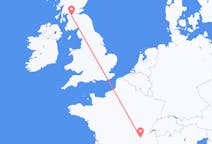 Flyg från Lyon, Frankrike till Glasgow, Skottland