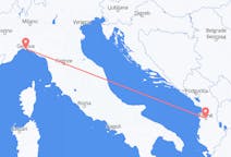 Vluchten van Tirana, Albanië naar Genua, Italië