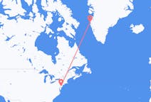 Vluchten van Filadelfia, Verenigde Staten naar Sisimiut, Groenland