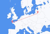 Flyg från Kaunas, Litauen till Brest, Frankrike