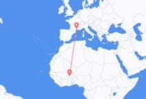 Flyg från Ouagadougou, Burkina Faso till Montpellier, Frankrike