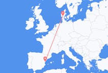 Flights from Castellón de la Plana in Spain to Billund in Denmark