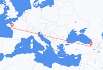 Flyg från Erzurum, Turkiet till Nantes, Frankrike