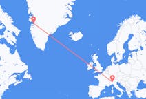 グリーンランドのカシギアンギットから、イタリアのミラノまでのフライト