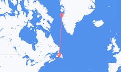 从 圣皮埃尔和密克隆群岛圣皮埃尔目的地 格陵兰西西缪特的航班
