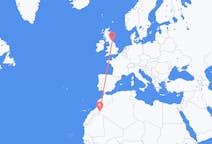 Flights from Tindouf, Algeria to Durham, England, the United Kingdom