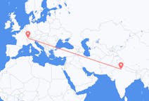 Lennot New Delhistä, Intia Berniin, Sveitsi