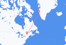カナダのモントリオールから、グリーンランドのマニツォクまでのフライト