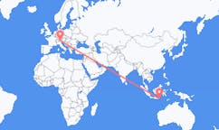 Vluchten van Praya, Lombok, Indonesië naar Bozen, Italië