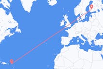 Flyrejser fra Nedre Prinsens Kvarter, Sint Maarten til Tampere, Finland