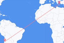 Flyg från El Salvador, Chile till Santorini, Grekland