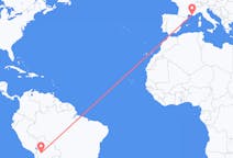 Flyrejser fra Oruro, Bolivia til Marseille, Frankrig