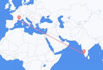 Flyrejser fra Calicut, Indien til Marseille, Frankrig