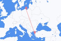 Flyg från Mytilene, Grekland till Gdańsk, Polen