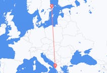 Flyreiser fra Corfu, Hellas til Stockholm, Sverige