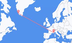 그린란드 파미우트에서 출발해 프랑스 니스로(으)로 가는 항공편