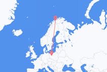 Vluchten van Sørkjosen, Noorwegen naar Poznań, Polen