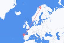 Loty z Kiruna, Szwecja z Porto, Portugalia