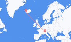 イタリアのミラノから、アイスランドのレイキャビク行きフライト