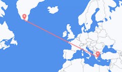 Flyrejser fra Qaqortoq, Grønland til Athen, Grækenland