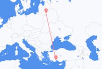 Vluchten van Vilnius, Litouwen naar Antalya, Turkije