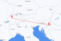 Vluchten van Bern, Zwitserland naar Zagreb, Kroatië