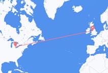 Flights from Detroit, the United States to Liverpool, England