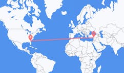 Flyreiser fra Savannah, USA til Kahramanmaraş, Tyrkia