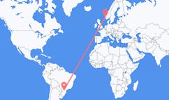 브라질 구아라푸아바에서 출발해 노르웨이 헤우게순으로(으)로 가는 항공편