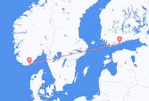 노르웨이발 크리스티안샌드, 핀란드행 헬싱키 항공편