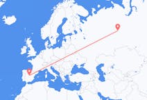 Fly fra Sovetsky til Madrid