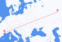 Fly fra Nizjnekamsk til Montpellier