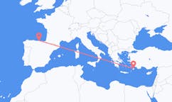 Vluchten van Santander, Spanje naar Rhodos, Griekenland