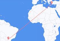 Flyg från Cascavel (kommun i Brasilien, Paraná, lat -25,05, long -53,39), Brasilien till Bodrum, Turkiet