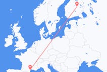 Flyg från Kuopio, Finland till Aspiran, Frankrike