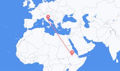 Flyreiser fra Gonder, Etiopia til Pescara, Italia