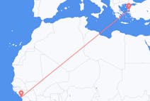 Flyreiser fra Conakry, til Mytilene
