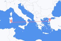 Vluchten van Edremit, Turkije naar Cagliari, Trento, Italië