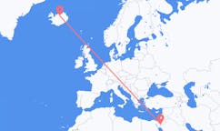 航班从约旦亚喀巴市到阿克雷里市，冰岛塞尔