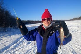 Ice fishing by car with hot beverages at Pyhä-Luosto