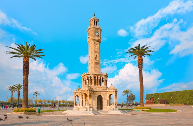 Photo of  famous clock tower that became the symbol of Izmir.