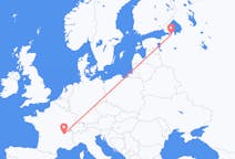 Flyg från Sankt Petersburg, Ryssland till Lyon, Frankrike