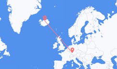 航班从德国斯图加特市到阿克雷里市，冰岛塞尔