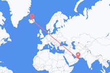 Flyrejser fra Muscat, Oman til Akureyri, Island