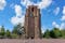  photo of Oldehove an unfinished and leaning church tower in the medieval center of the Dutch city of Leeuwarden, the Netherlands.