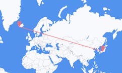 航班从日本名古屋市到雷克雅维克市，冰岛塞尔