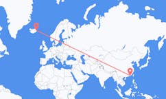 航班从中国汕头市市到埃伊尔斯塔济市，冰岛塞尔