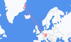 出发地 格陵兰出发地 斯科斯比鬆目的地 奥地利因斯布鲁克的航班