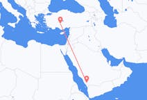 Flyreiser fra Abha, Saudi-Arabia til Konya, Tyrkia